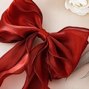 Elegant Red Bow Hair Accessory